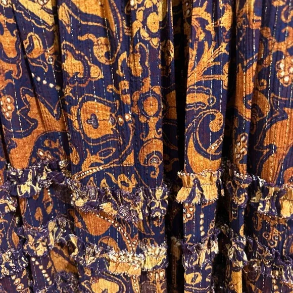 Ulla Johnson Brown and Navy Printed Maxi Dress - Picture 7 of 10